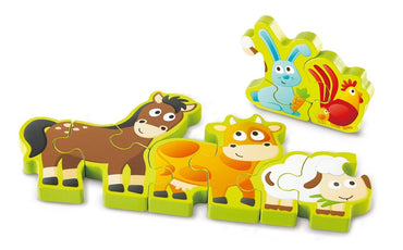 Hape - Double - Sided Numbers & Farm Animal Wooden Jigsaw Puzzle - Premium for Kids in Qatar | Toysaro.com