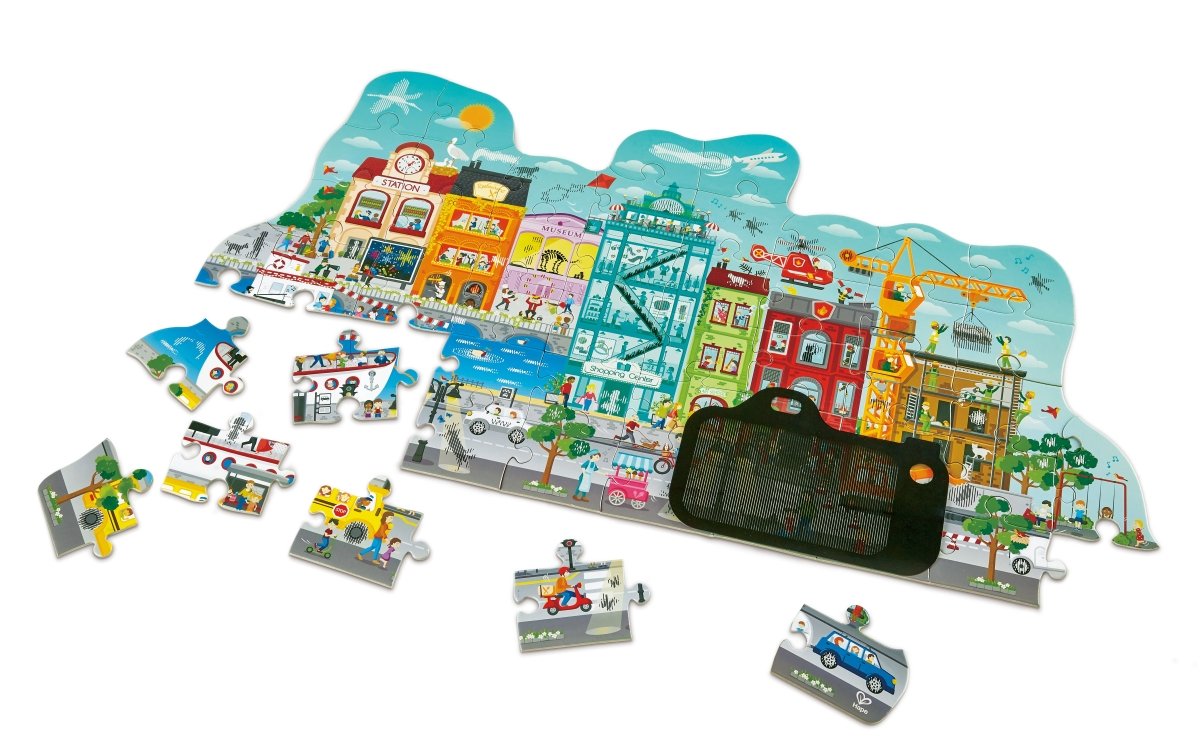 Hape - Animated City Cardboard & Puzzle Game - 49pcs - Premium for Kids in Qatar | Toysaro.com