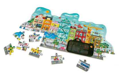 Hape - Animated City Cardboard & Puzzle Game - 49pcs - Premium for Kids in Qatar | Toysaro.com
