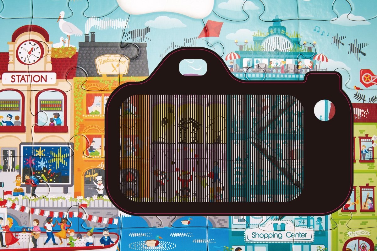 Hape - Animated City Cardboard & Puzzle Game - 49pcs - Premium for Kids in Qatar | Toysaro.com
