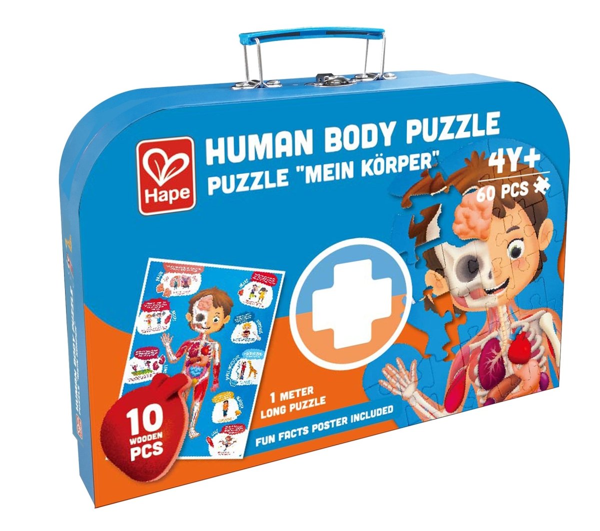 Hape Human Body Jigsaw Puzzle 60pcs w/ 10 pcs Wooden Body Parts - Premium for Kids in Qatar | Toysaro.com
