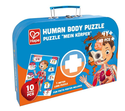 Hape Human Body Jigsaw Puzzle 60pcs w/ 10 pcs Wooden Body Parts - Premium for Kids in Qatar | Toysaro.com