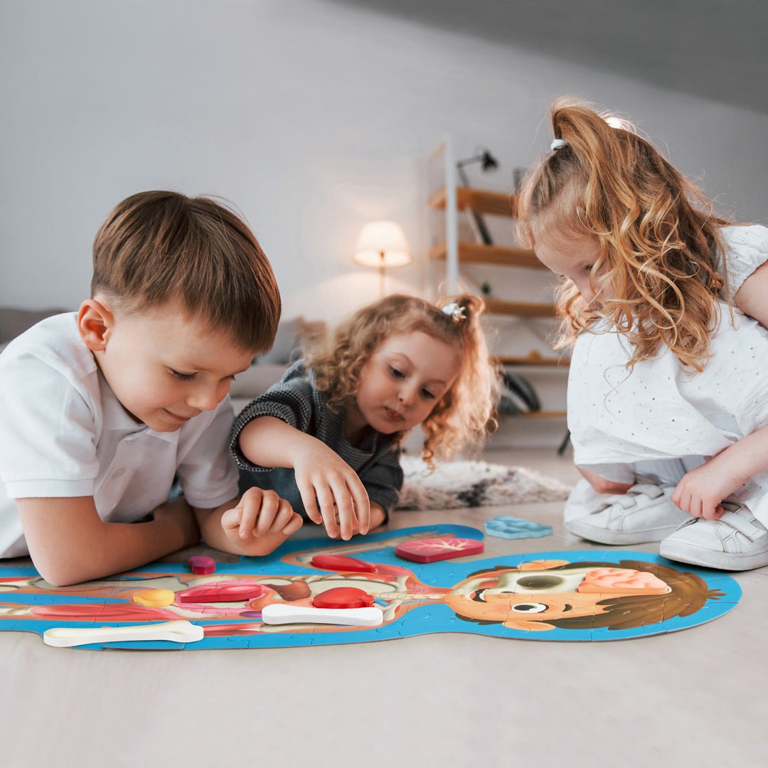 Hape Human Body Jigsaw Puzzle 60pcs w/ 10 pcs Wooden Body Parts - Premium for Kids in Qatar | Toysaro.com