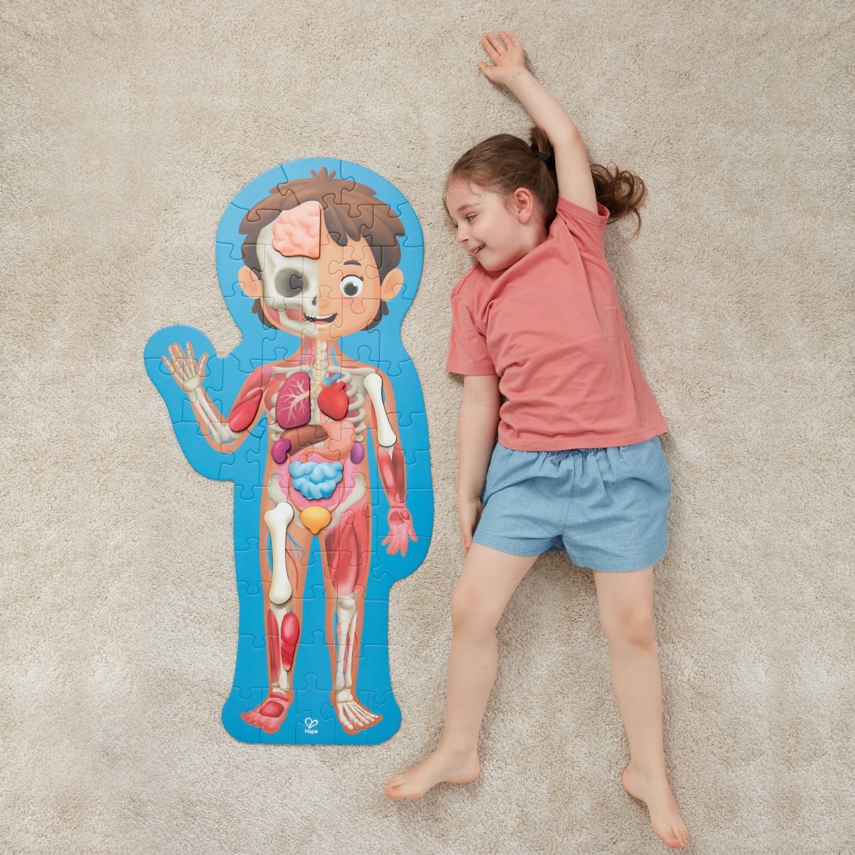 Hape Human Body Jigsaw Puzzle 60pcs w/ 10 pcs Wooden Body Parts - Premium for Kids in Qatar | Toysaro.com