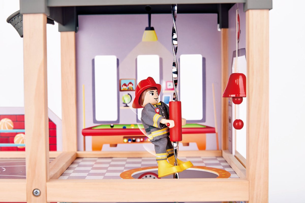 Hape Multi - Level City Fire Station & Fire Engine Toy - Premium for Kids in Qatar | Toysaro.com