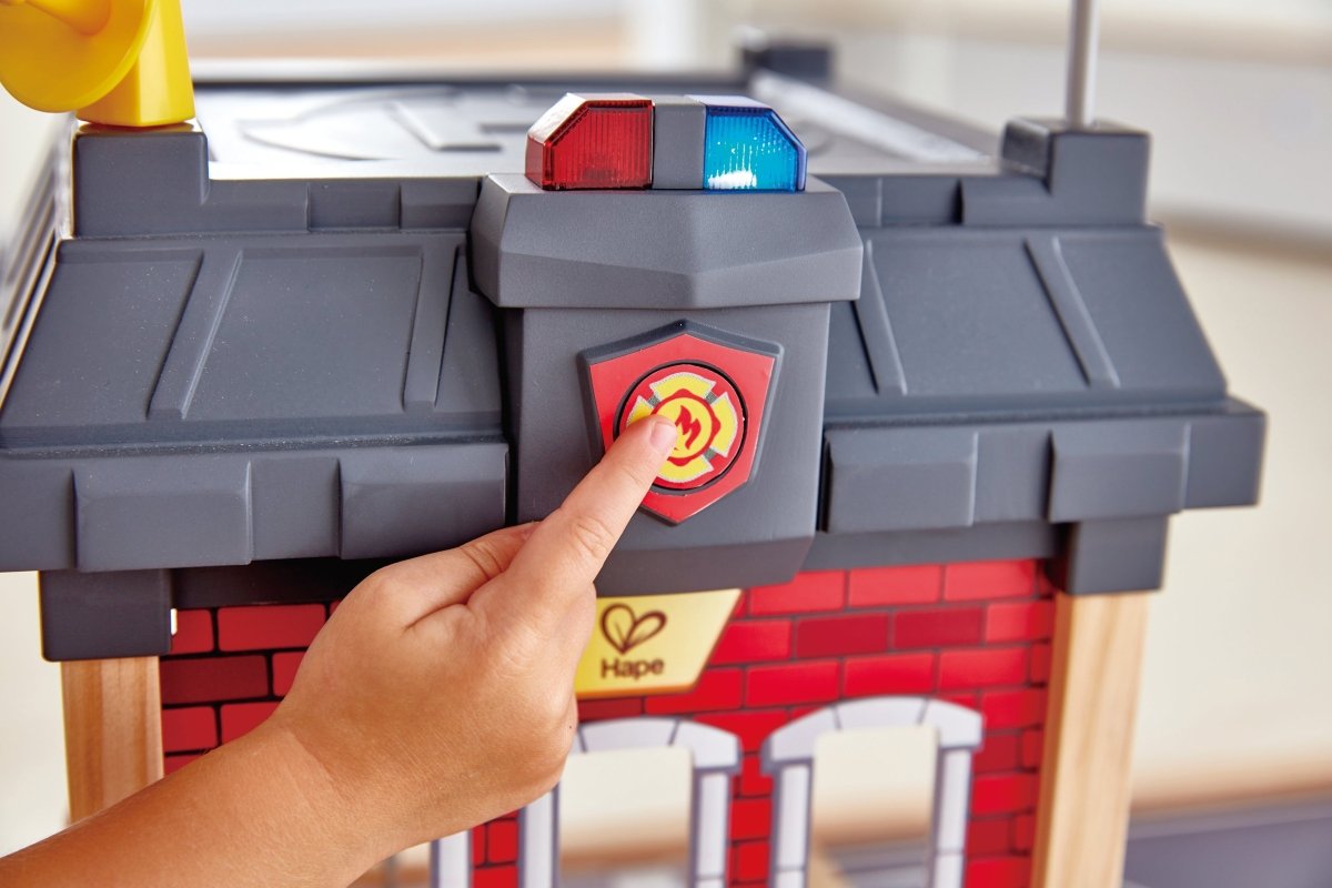 Hape Multi - Level City Fire Station & Fire Engine Toy - Premium for Kids in Qatar | Toysaro.com