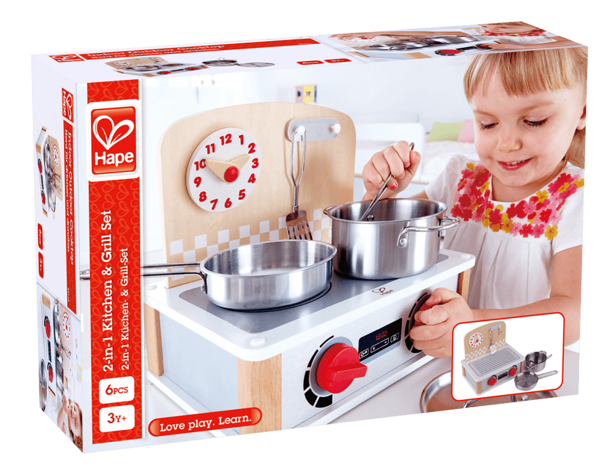 Hape 2 - in - 1 Kitchen & Food Grill Set - Premium for Kids in Qatar | Toysaro.com