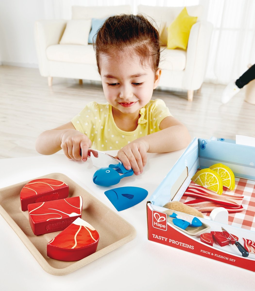 Hape Tasty Proteins Set Wooden Pretend Play Food Set - Premium for Kids in Qatar | Toysaro.com