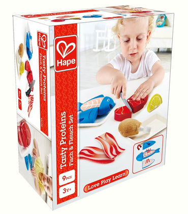 Hape Tasty Proteins Set Wooden Pretend Play Food Set - Premium for Kids in Qatar | Toysaro.com