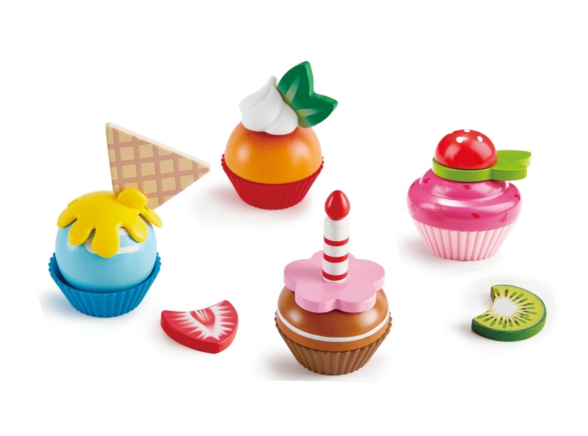 Hape - Wooden Cupcake Playset with Toppings - 18pcs - Premium for Kids in Qatar | Toysaro.com