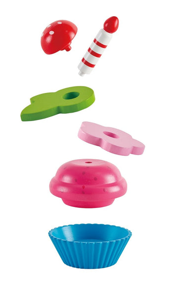 Hape - Wooden Cupcake Playset with Toppings - 18pcs - Premium for Kids in Qatar | Toysaro.com