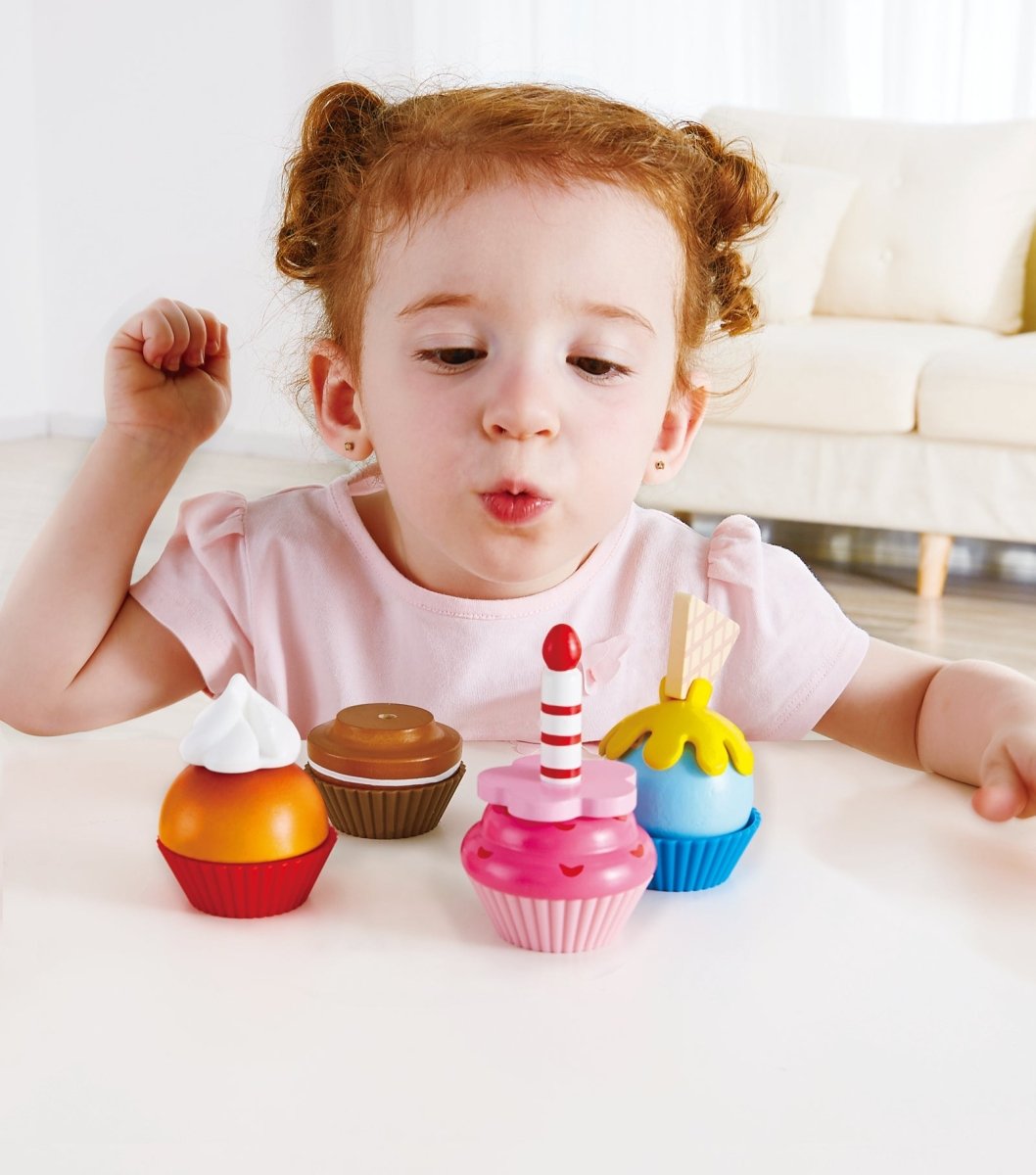 Hape - Wooden Cupcake Playset with Toppings - 18pcs - Premium for Kids in Qatar | Toysaro.com