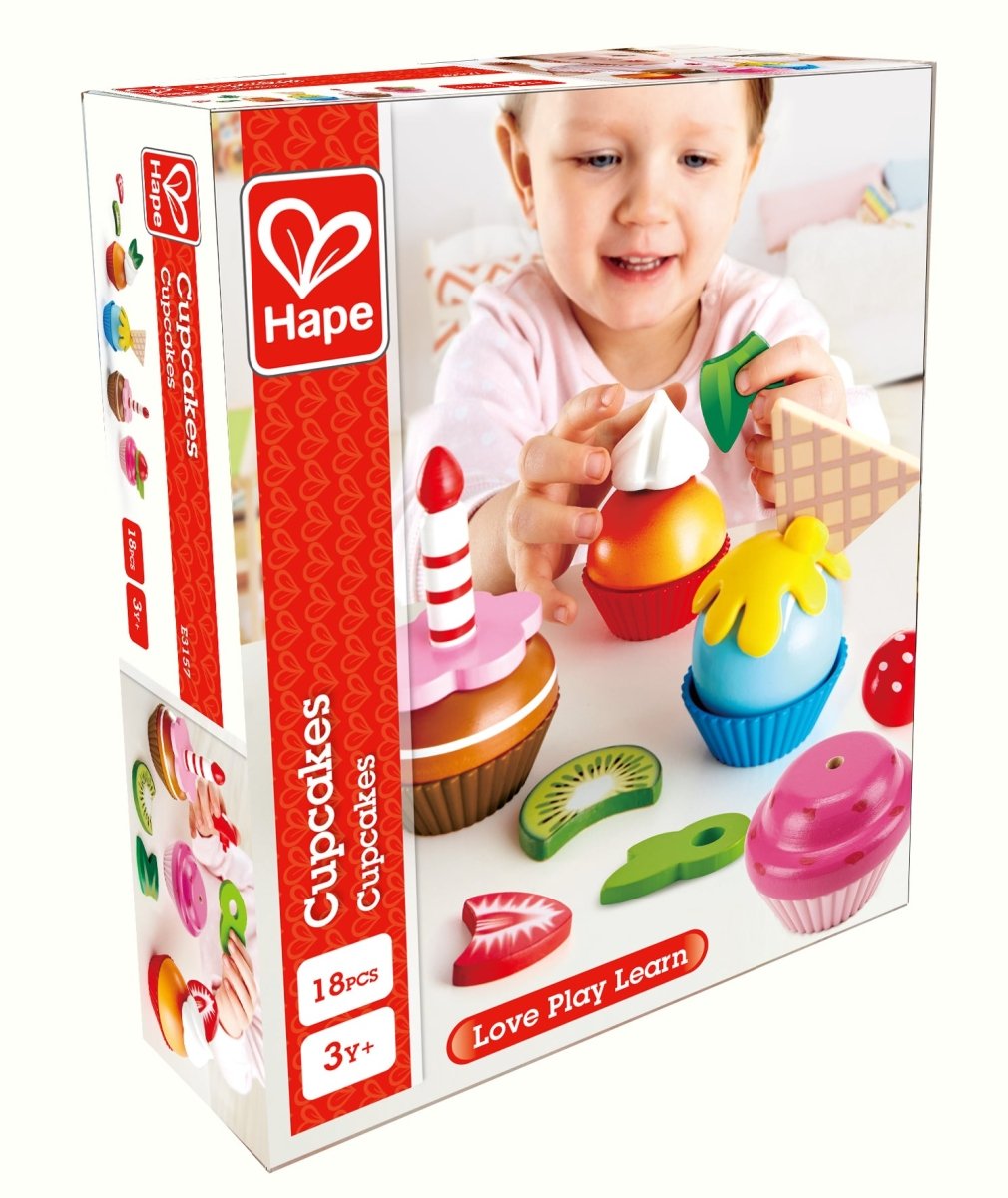 Hape - Wooden Cupcake Playset with Toppings - 18pcs - Premium for Kids in Qatar | Toysaro.com