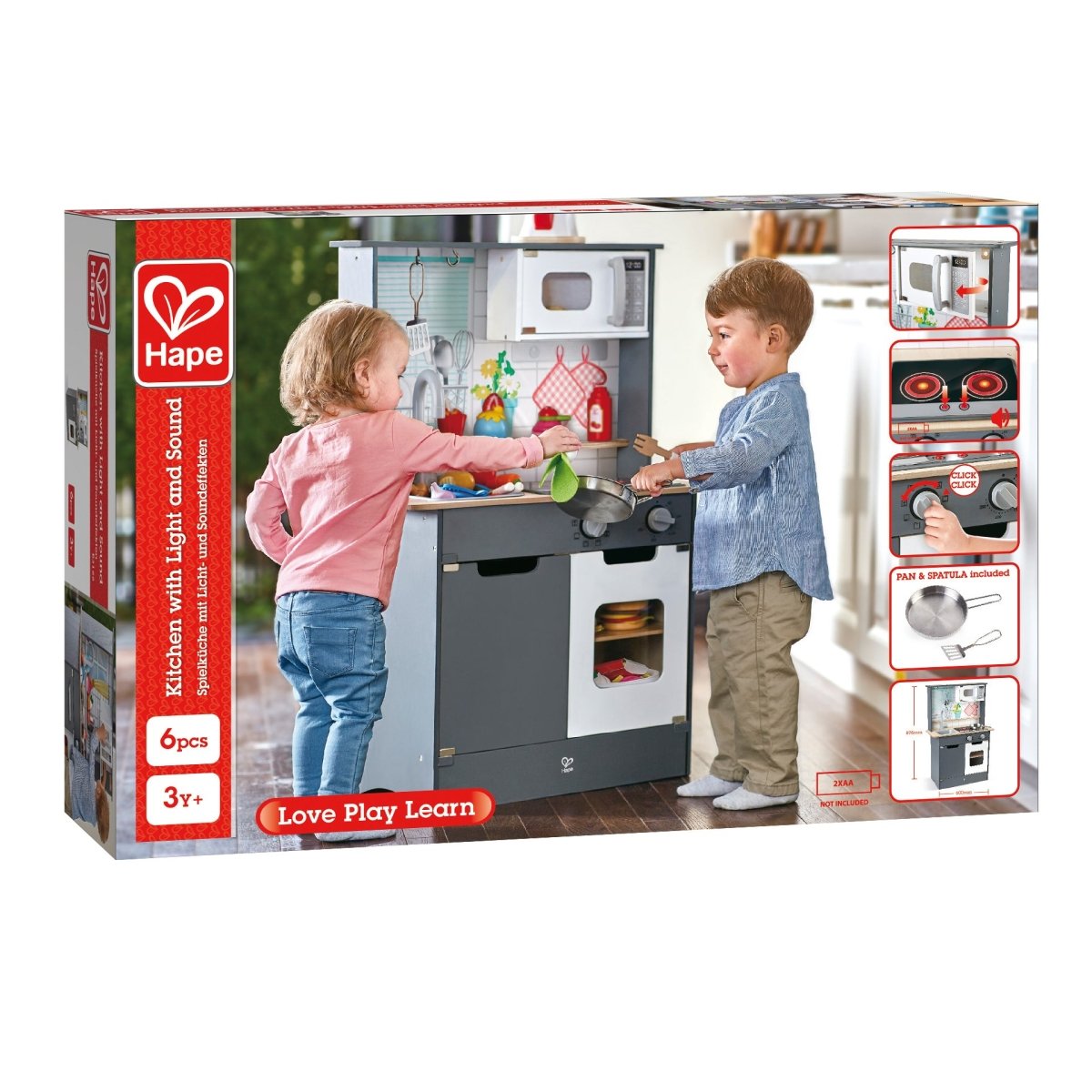 Hape Kitchen with Light and Sound / Grey - Premium for Kids in Qatar | Toysaro.com