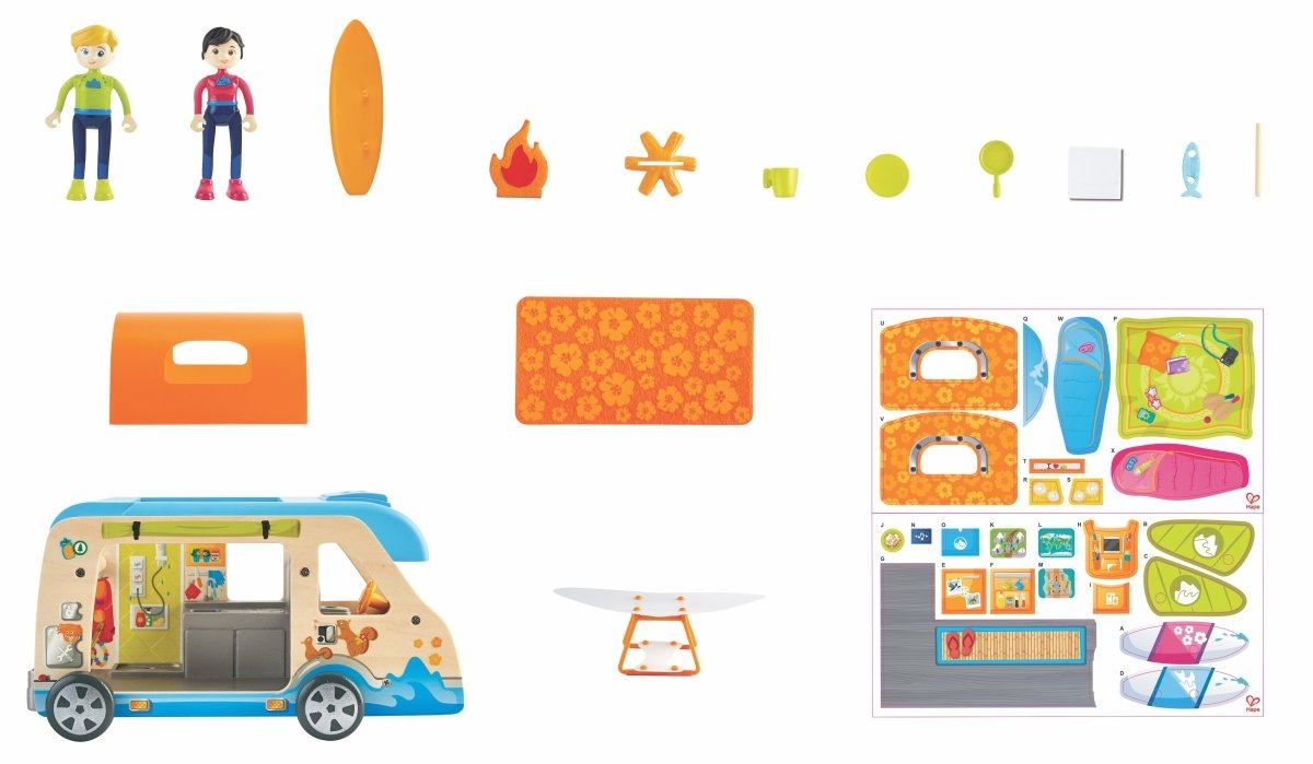 Hape Adventure Wooden Van Playset - 23pcs - Premium for Kids in Qatar | Toysaro.com