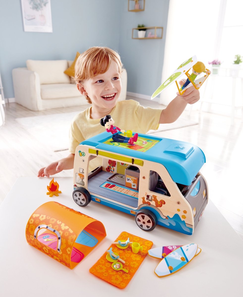 Hape Adventure Wooden Van Playset - 23pcs - Premium for Kids in Qatar | Toysaro.com