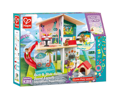 Hape - Rock & Slide Wooden Playhouse With Sound Effects - Premium for Kids in Qatar | Toysaro.com