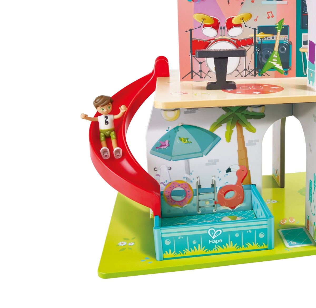 Hape - Rock & Slide Wooden Playhouse With Sound Effects - Premium for Kids in Qatar | Toysaro.com