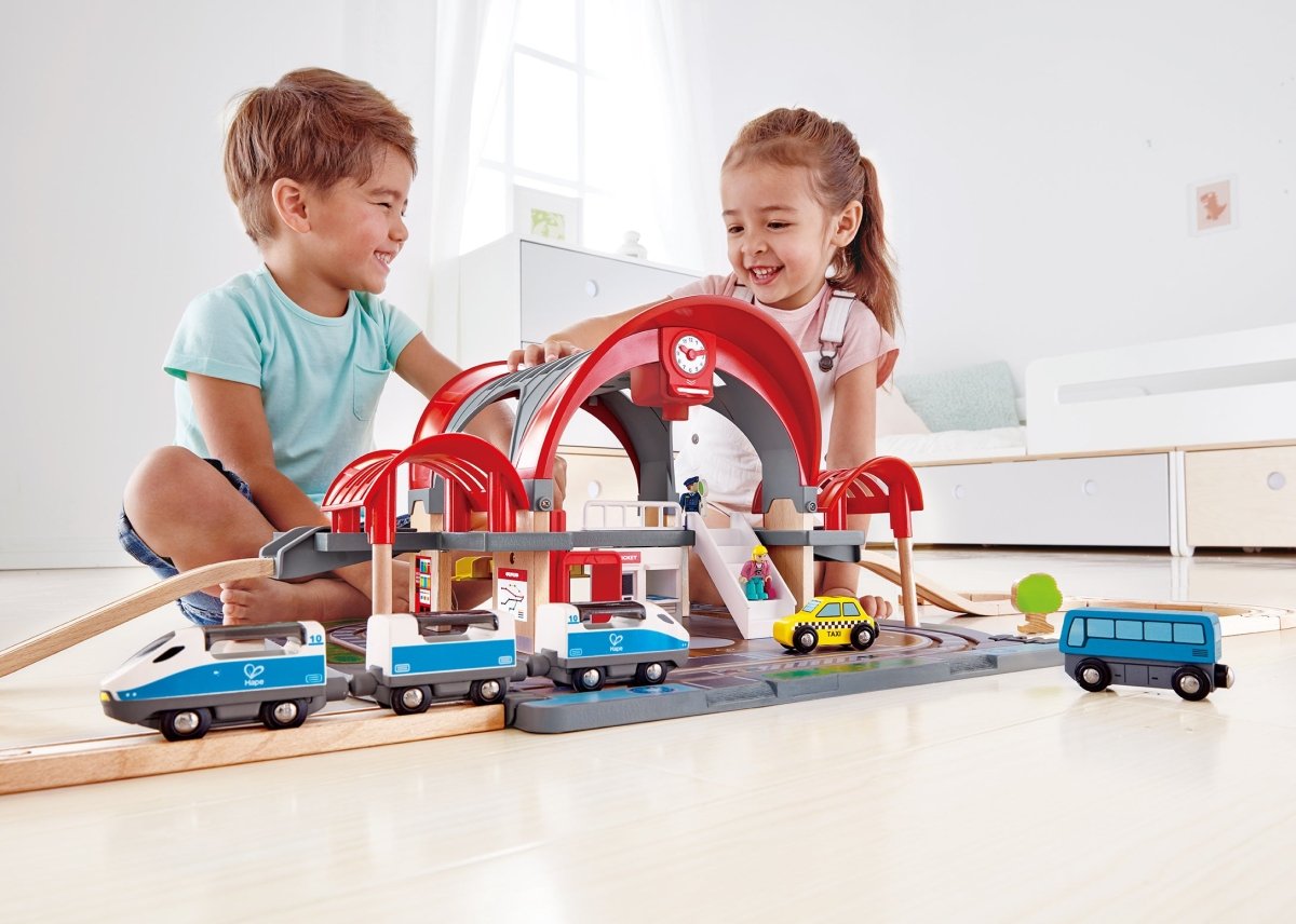 Hape Grand City Station Wooden Railway Set - Premium for Kids in Qatar | Toysaro.com