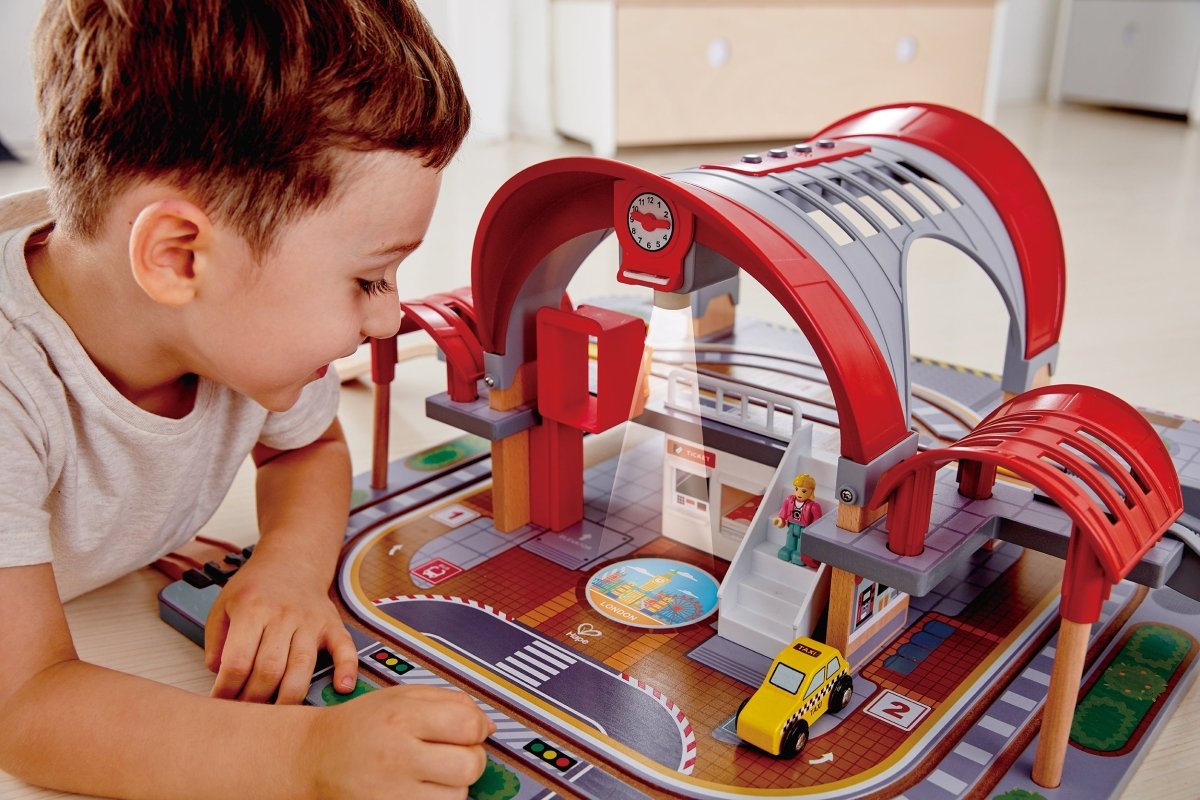 Hape Grand City Station Wooden Railway Set - Premium for Kids in Qatar | Toysaro.com