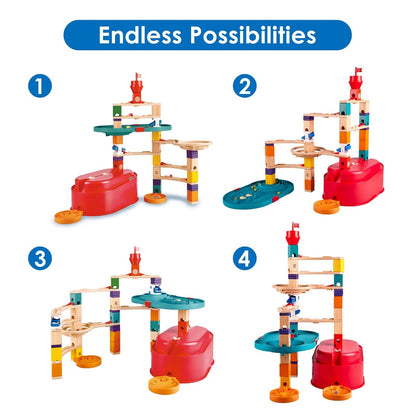Hape Quadrilla Stack Track Marble Run Set 28pcs + 30 marbles - Premium for Kids in Qatar | Toysaro.com