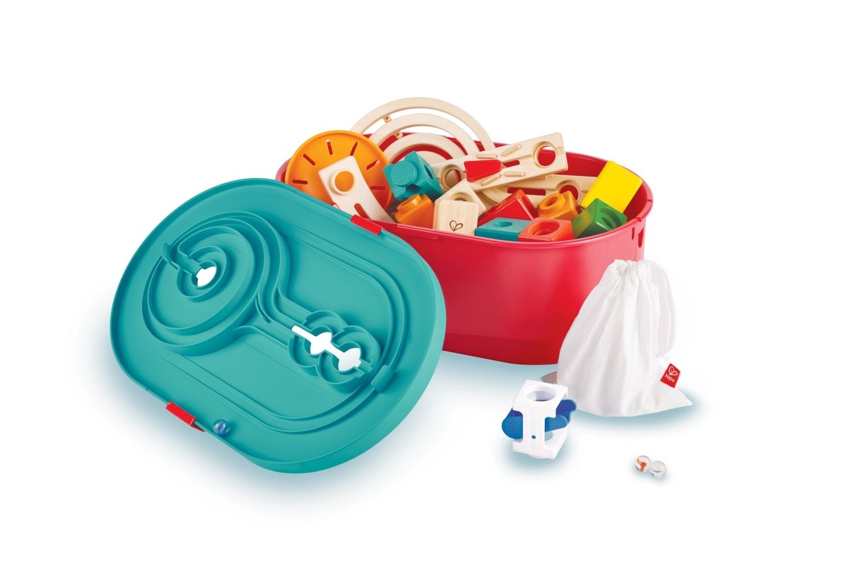 Hape Quadrilla Stack Track Marble Run Set 28pcs + 30 marbles - Premium for Kids in Qatar | Toysaro.com