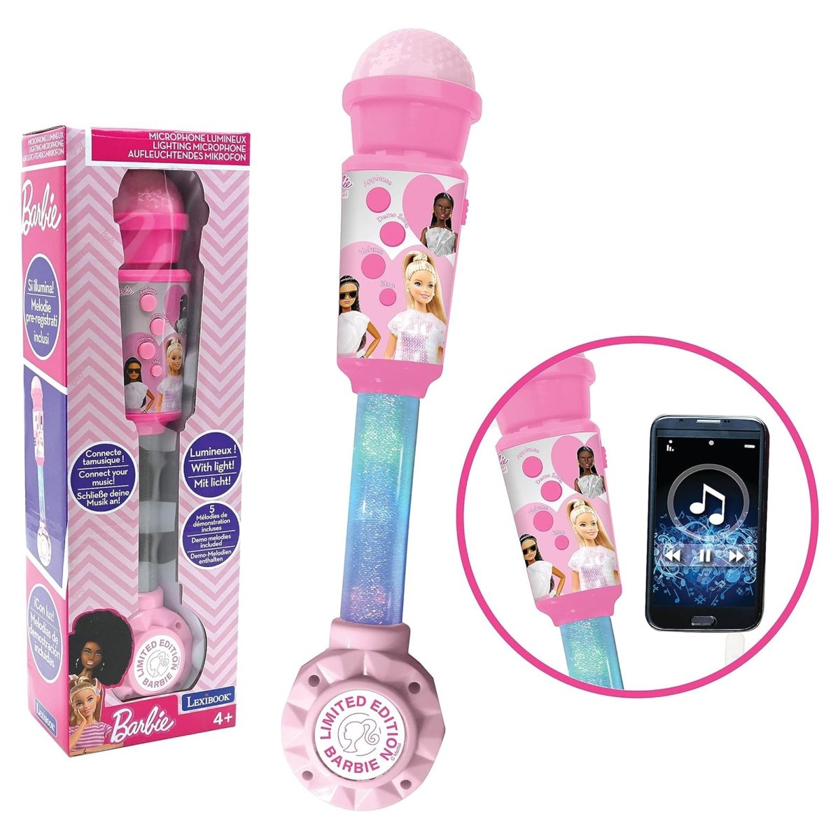 BARBIE LIGHTING MICROPHONE W/SPEAKER (AUX - IN) - Premium for Kids in Qatar | Toysaro.com