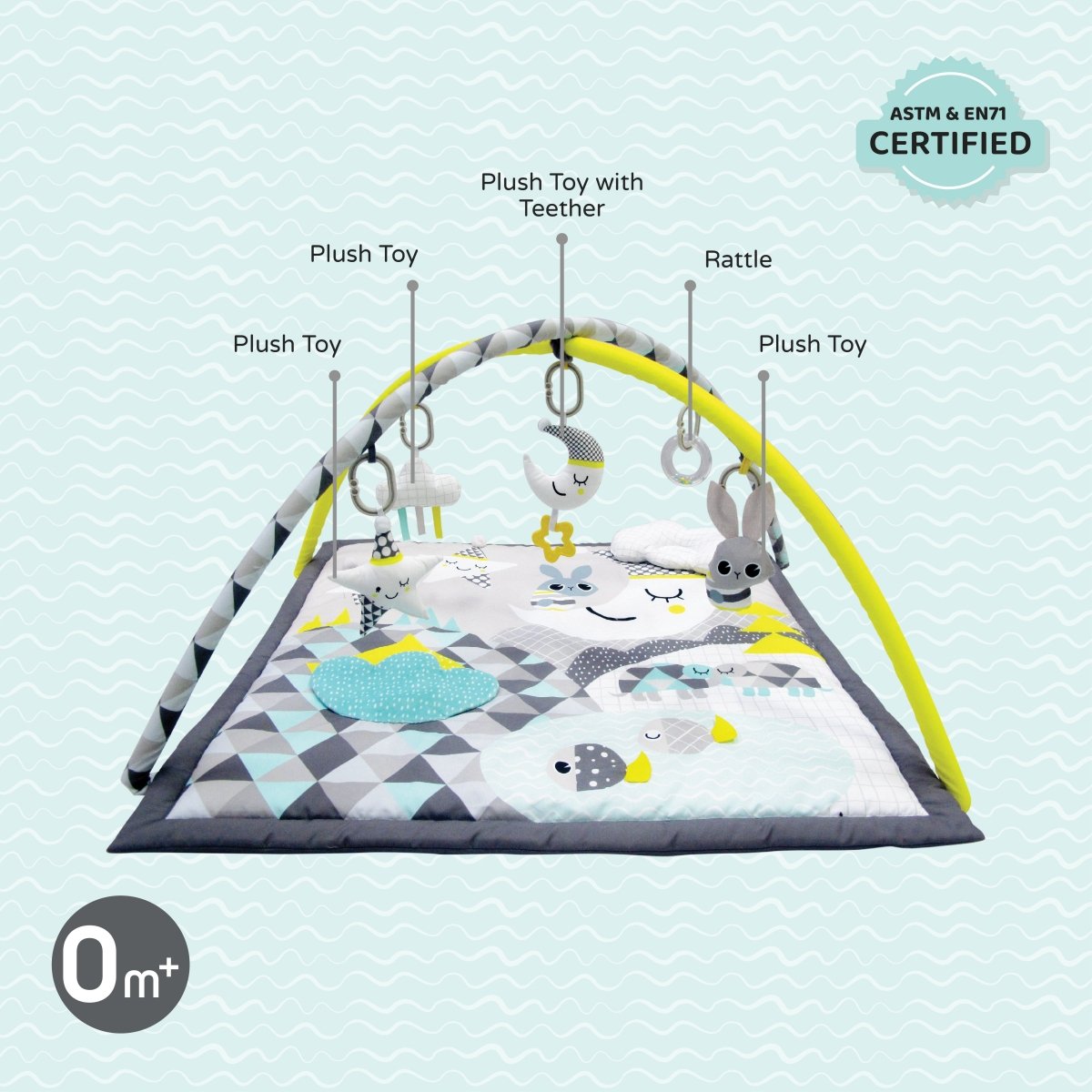 MOON A GOOD NIGHT PLAY MAT WITH PILLOW O MONTHSS +, BABY PLAYMAT & ACTIVITY GYM - Premium for Kids in Qatar | Toysaro.com