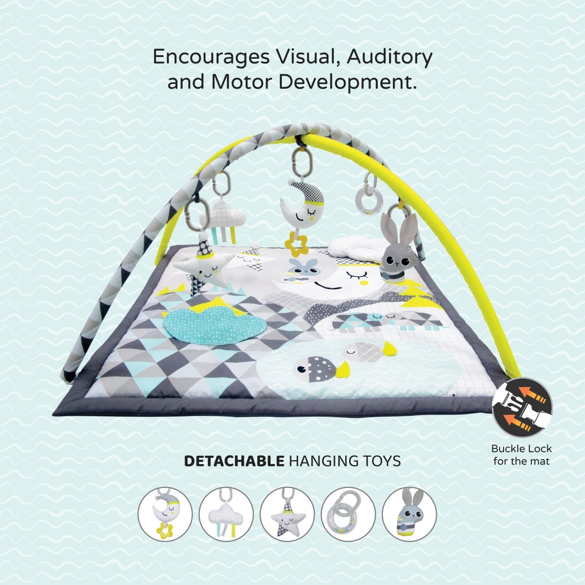 MOON A GOOD NIGHT PLAY MAT WITH PILLOW O MONTHSS +, BABY PLAYMAT & ACTIVITY GYM - Premium for Kids in Qatar | Toysaro.com