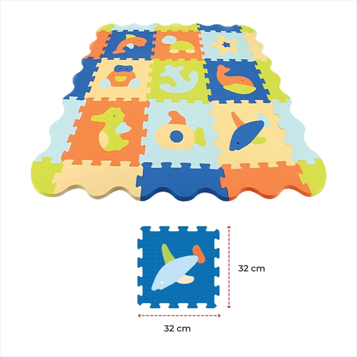 MOON KIDS PUZZLE ACTIVITY FLOOR MAT - 9PCS W/BORDERS - OCEAN WORLD - Premium for Kids in Qatar | Toysaro.com