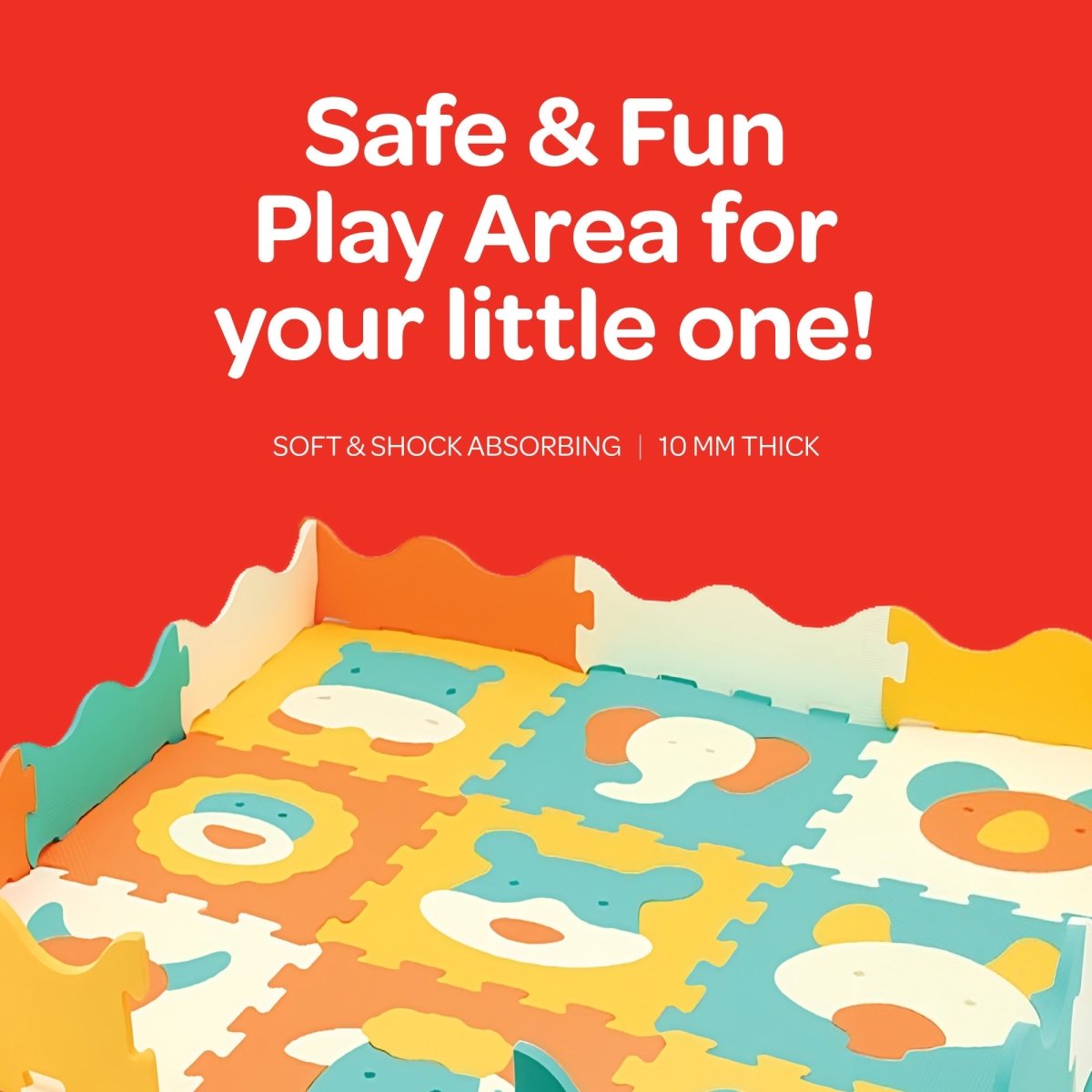 MOON KIDS PUZZLE ACTIVITY FLOOR MAT - 9PCS W/BORDERS - ANIMAL WORLD - Premium for Kids in Qatar | Toysaro.com