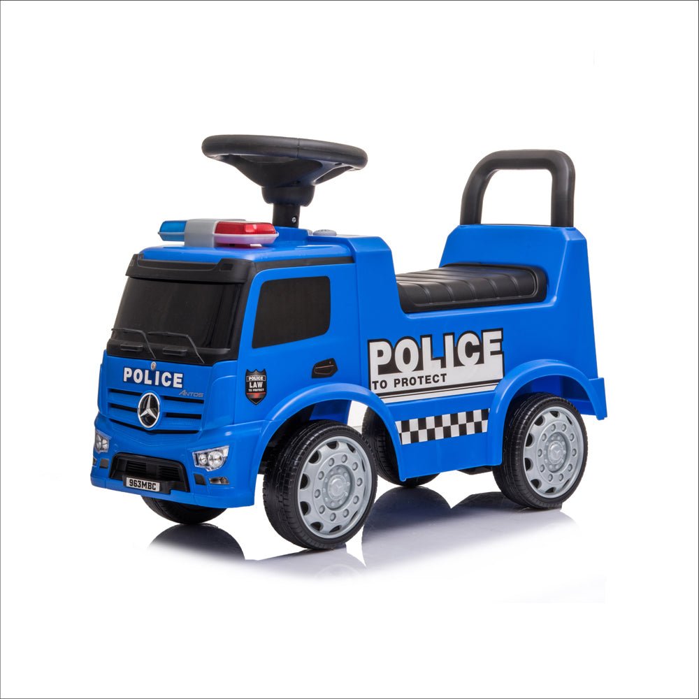 Moon blue Mercedes Benz police licensed ride-on toy – foot-to-floor ride for toddlers 12–36 months in Qatar
