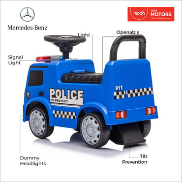 Moon blue Mercedes Benz police licensed ride-on toy – foot-to-floor ride for toddlers 12–36 months in Qatar