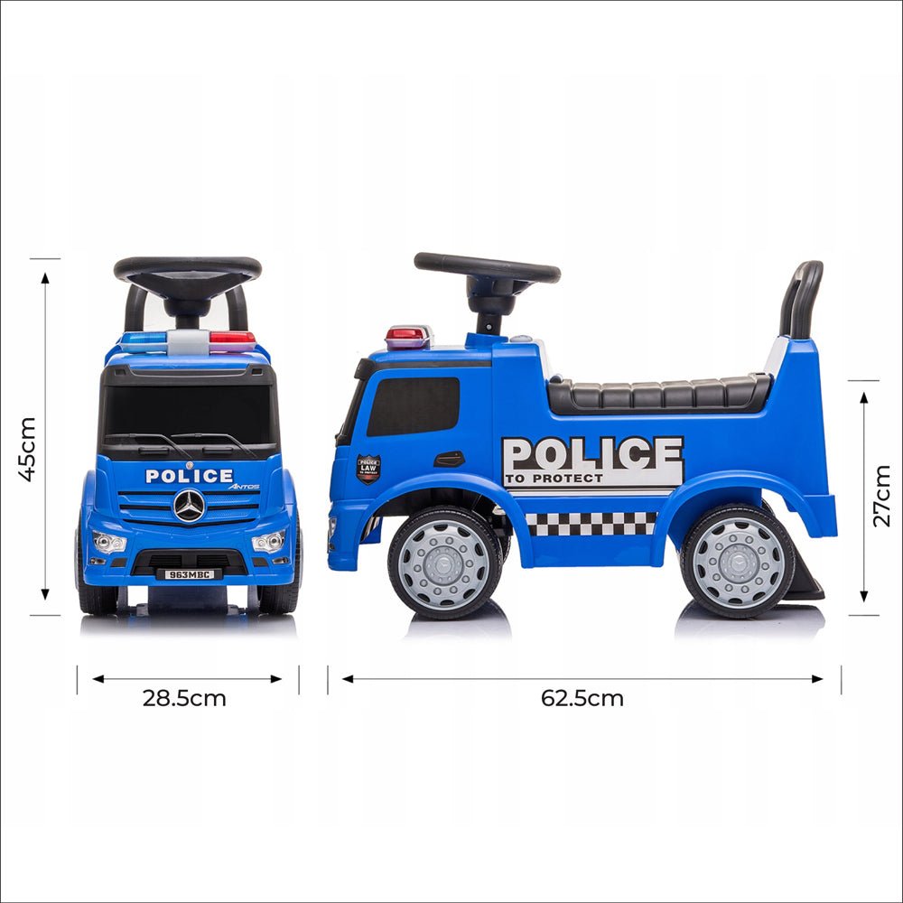Moon blue Mercedes Benz police licensed ride-on toy – foot-to-floor ride for toddlers 12–36 months in Qatar