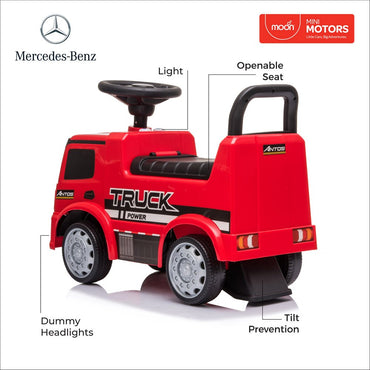 MOON MERCEDES BENZ TRUCK LICENSED - FOOT TO FLOOR RIDE ON FOR 12 TO 36 MONTHS - RED - Premium for Kids in Qatar | Toysaro.com