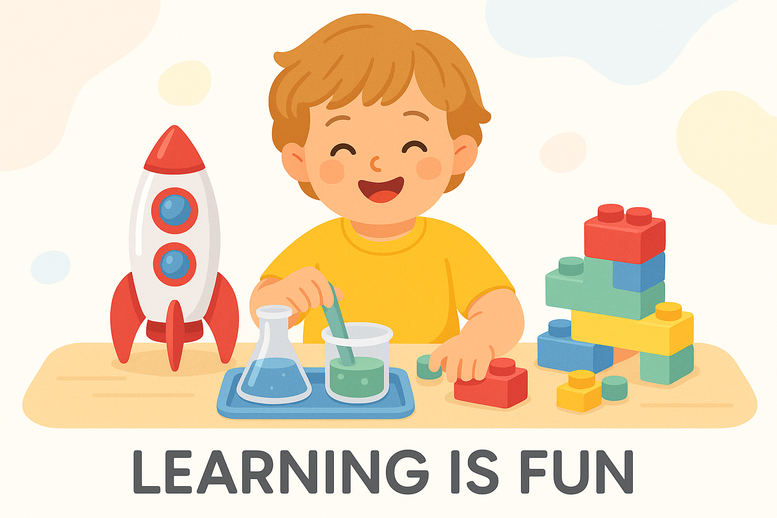 Learning is Fun category image featuring a child playing with educational toys
