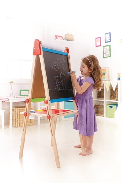 Hape Magnetic All - in - 1 Double Sided Standing Easel - Premium for Kids in Qatar | Toysaro.com