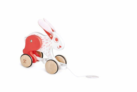 Hape Bunny Pull Along - Wooden Toddler Toy with Moving Head and Feet | Smooth Wheels for Easy Pulling | Learning Toy for Walking Skills | Ages 12 Months+ - Premium for Kids in Qatar | Toysaro.com