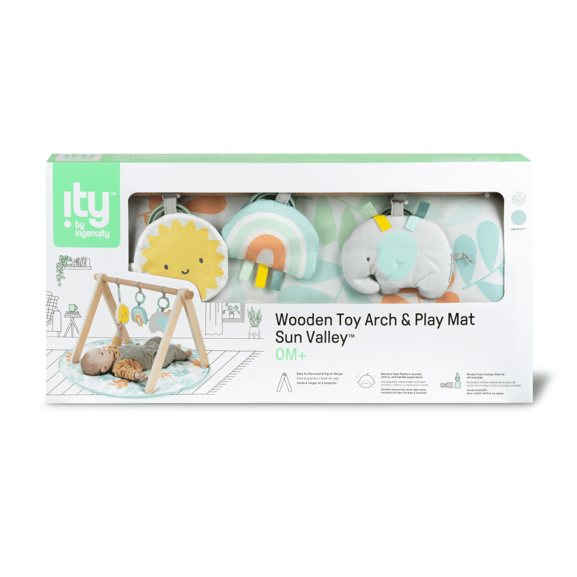 Ingenuity Sun Valley™ Wooden Toy Arch & Play Mat - Premium for Kids in Qatar | Toysaro.com