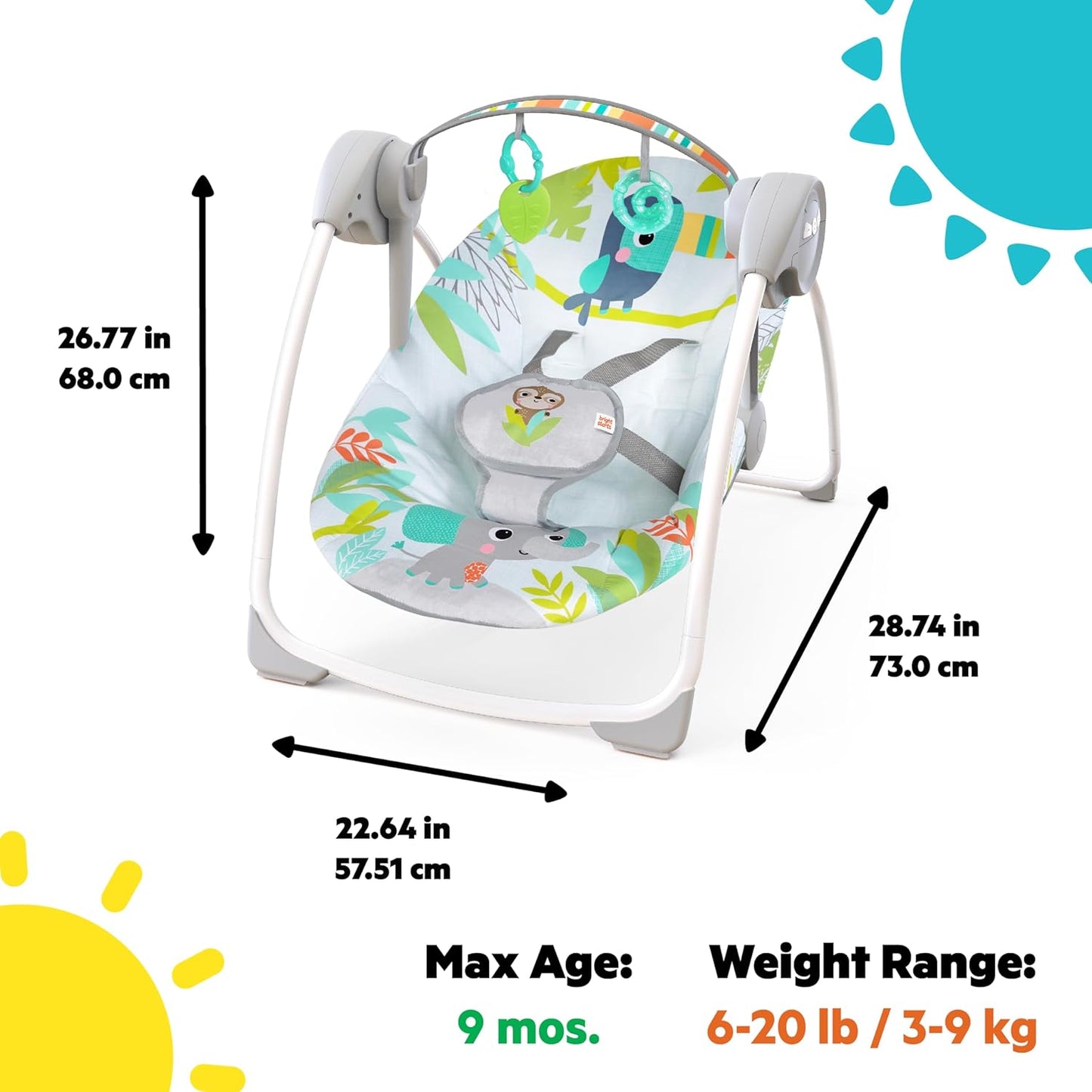 Bright Starts Rainforest Vibes Portable Swing - Premium for Kids in Qatar | Toysaro.com