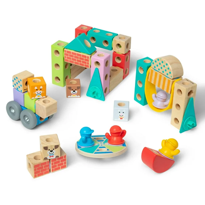 Melissa and Doug Wooden Blockables Town Play Set (73 PCS) - Premium for Kids in Qatar | Toysaro.com