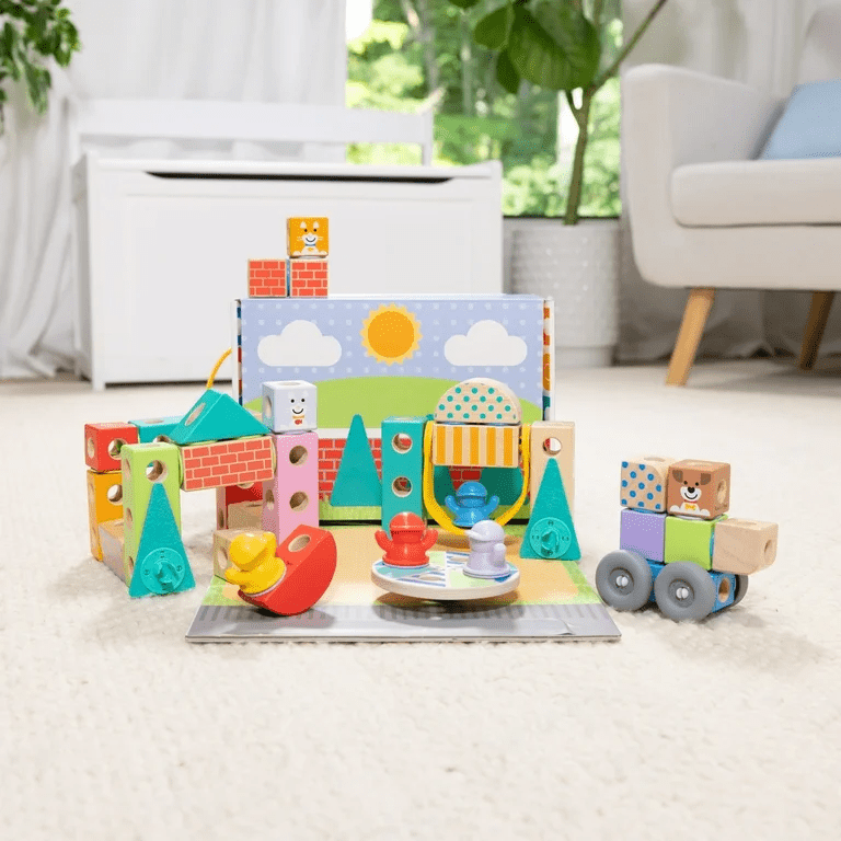 Melissa and Doug Wooden Blockables Town Play Set (73 PCS) - Premium for Kids in Qatar | Toysaro.com