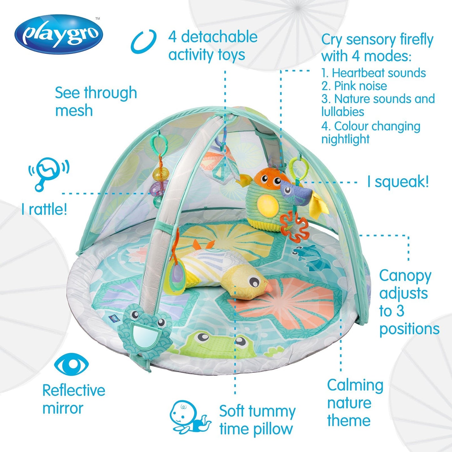 playgro Zen Garden Light Up Cry Sensor Canopy Play Gym - Premium for Kids in Qatar | Toysaro.com