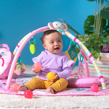 Bright Starts 5 - in - 1 Your Way Ball Play Activity Gym & Ball Pit - Rainbow Tropics - Premium for Kids in Qatar | Toysaro.com