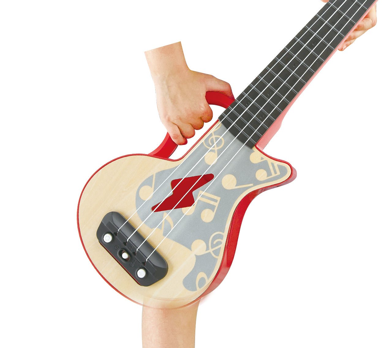 Hape Learn with Lights Electric Ukulele Wooden Instrument Red - Premium for Kids in Qatar | Toysaro.com