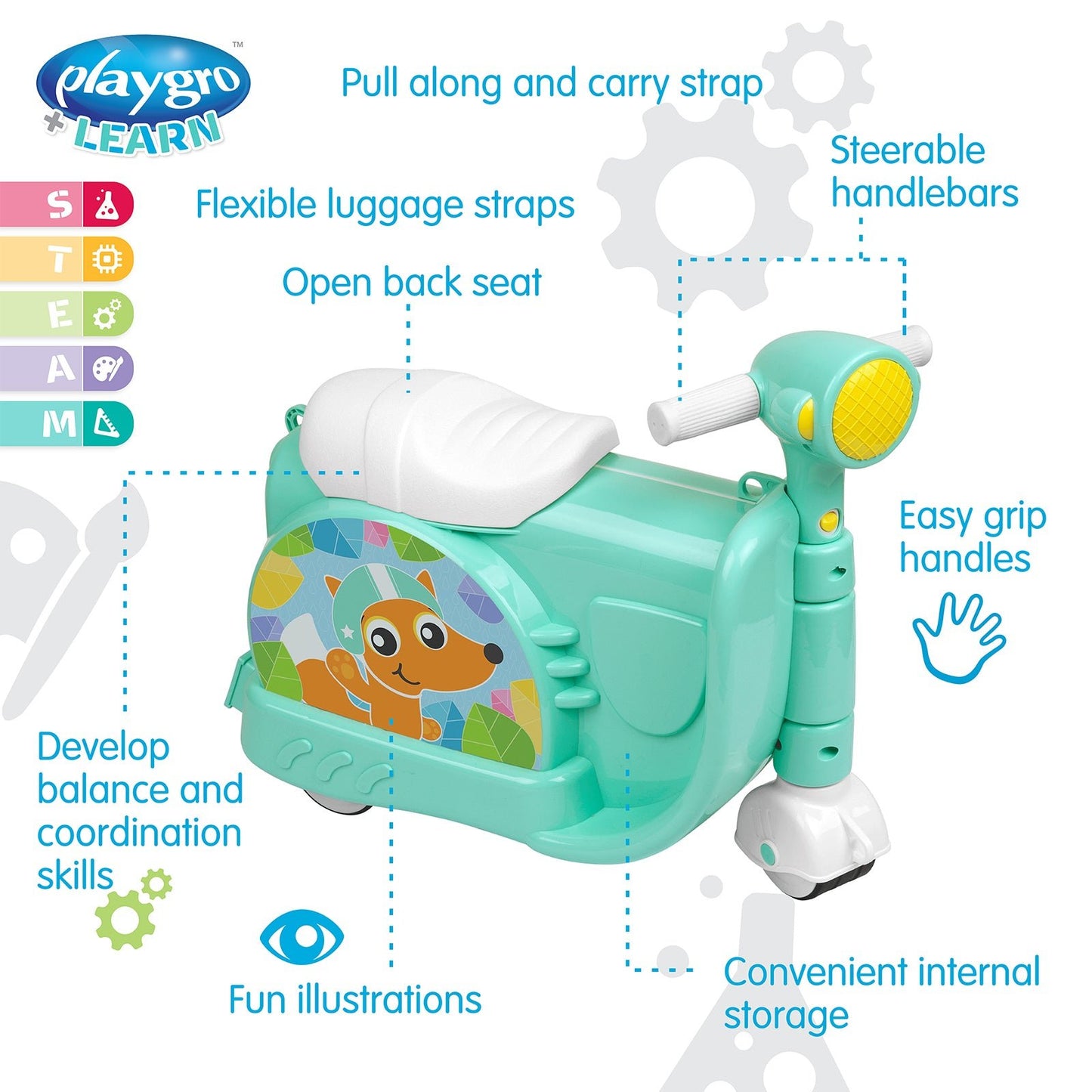 playgro Ride & Roll Fox Travel Case - Premium for Kids in Qatar | Toysaro.com
