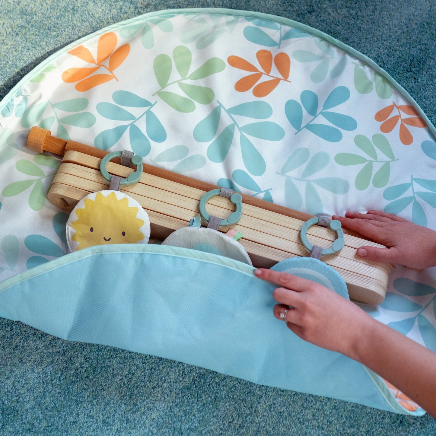Ingenuity Sun Valley™ Wooden Toy Arch & Play Mat - Premium for Kids in Qatar | Toysaro.com