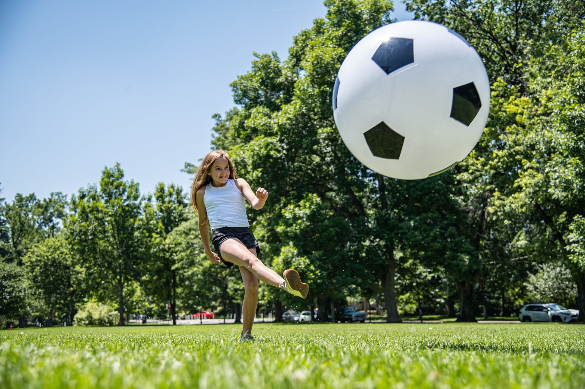 Hape 30" Jumbo & High Bounce Soccer Football w/ Air Pump - Premium for Kids in Qatar | Toysaro.com