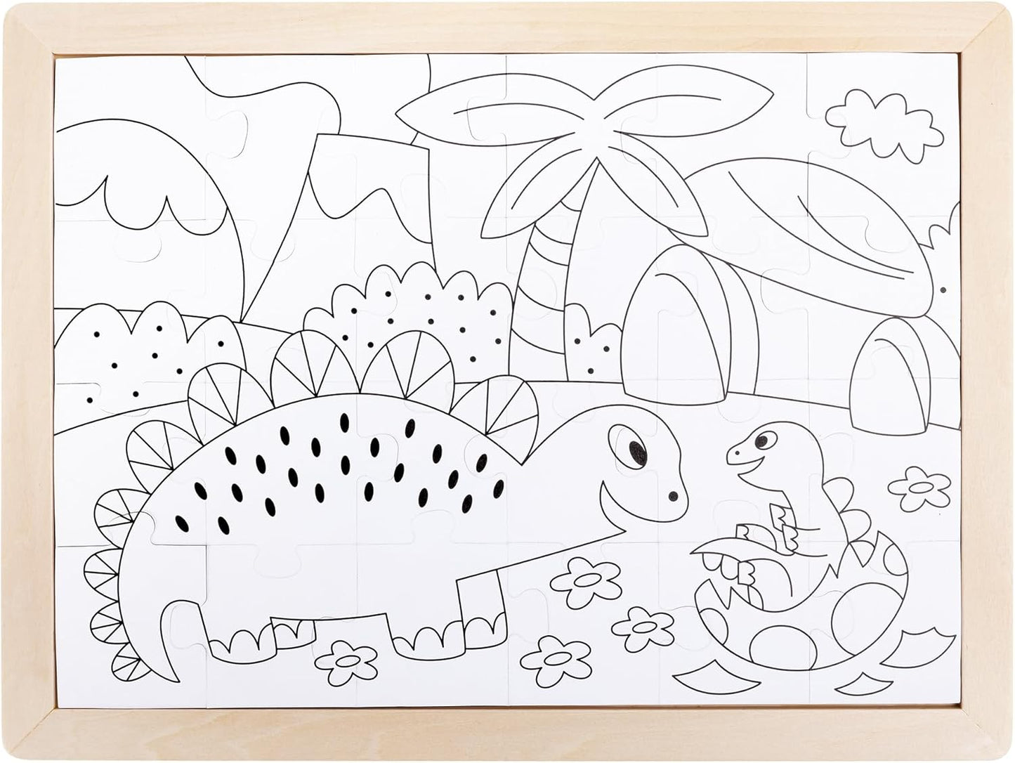 Hape Dinosaur Puzzle | Educational Double - Sided Colouring Jigsaw Puzzle for Kids, 24 pieces | Reversible Puzzle | Develops ‎Memory Skill, Creative Thinking, Color Recognition | 3Y+ - Premium for Kids in Qatar | Toysaro.com
