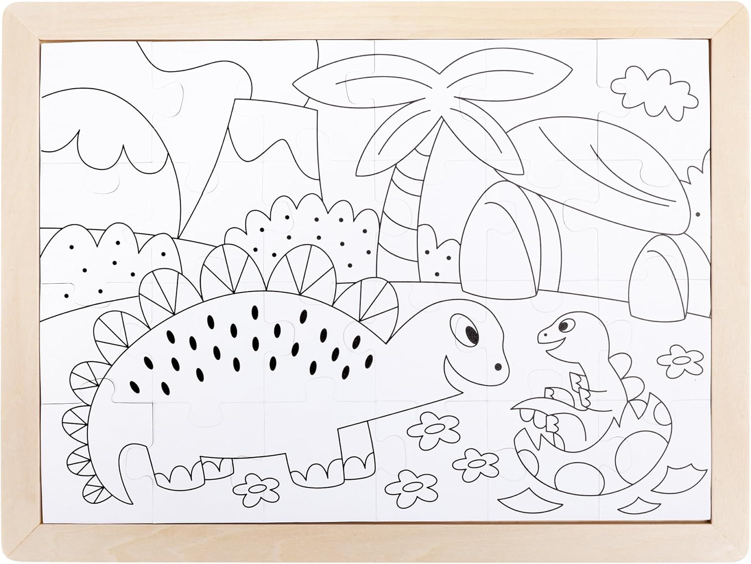 Hape Dinosaur Puzzle | Educational Double - Sided Colouring Jigsaw Puzzle for Kids, 24 pieces | Reversible Puzzle | Develops ‎Memory Skill, Creative Thinking, Color Recognition | 3Y+ - Premium for Kids in Qatar | Toysaro.com